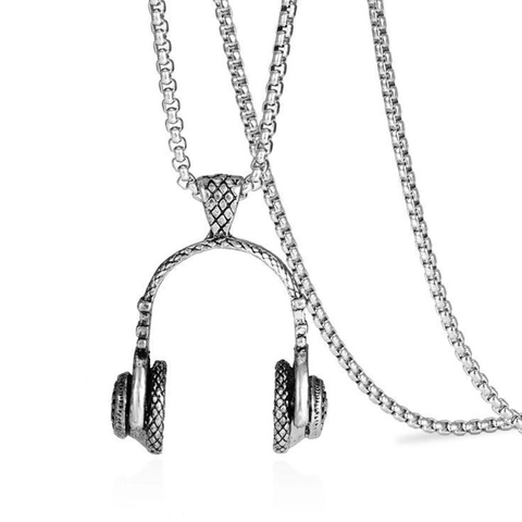 Collana Con Ciondolo A Forma Di Cuffia Acciaio Inossidabile Musica Hip Hop Rock Gioielli Per Uomo E Donna