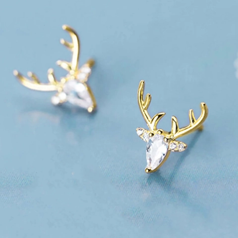 Orecchini A Lobo Cervo Alce Rame Zirconia Intarsiato Stile Foresta Carino Gioielli Moda Natale Per Donne