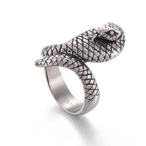 Kobra Schlange Ring Für Herren Retro Punk Gothic 316L Edelstahl Tier Finger Schmuck Vintage Biker Accessoire