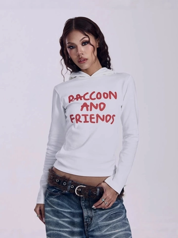Women Hooded T-Shirt Cotton Blend Knitted Long Sleeve Slim Fit Letter Print Y2K American Vintage Streetwear Top