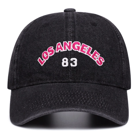 Cappello Da Baseball In Denim Lavato Vintage Los Angeles 83 Ricamo Regolabile Protezione Solare Berretto Casual