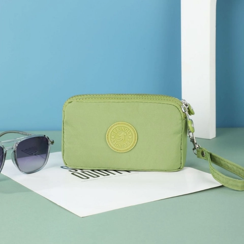 Borsa Per Cellulare In Nylon Resistente All'acqua Mini Borsa A Mano Con Diversi Strati Di Cerniera E Cinturino Da Polso Staccabile Casual