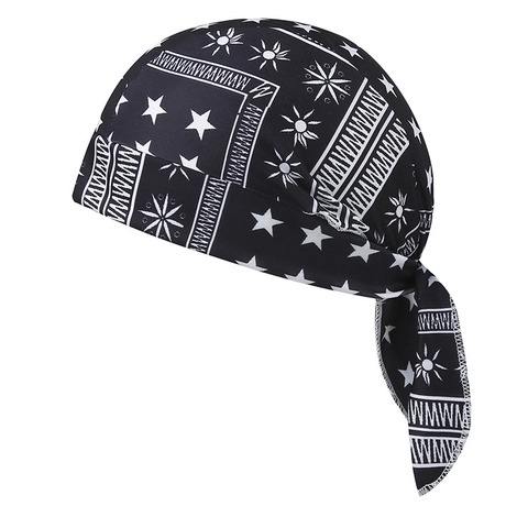 Hip Hop Durag Pirate Hat For Men Women Polyester Spandex Digital Print Paisley Star Pattern Adjustable Cycling Bandana