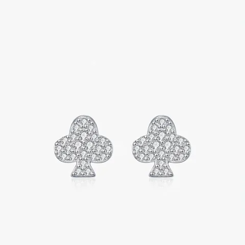 Orecchini A Lobo In Moissanite Con Perno In Argento Sterling 925 Poker Club Quadrifoglio Gioielli Per Donne