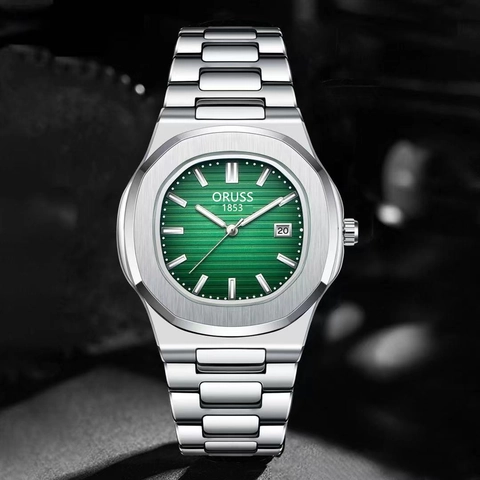 Men Quartz Watch Stainless Steel Luminous Calendar Business Sport Wristwatch Waterproof Ultra Thin Octagon Bezel