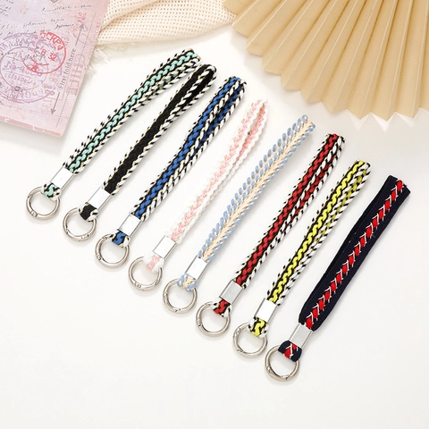 Lanière de Téléphone Tressée Style Xiao Xiang Dragonne Anti-perte Courte Porte-clés Tressé Accessoire Pendentif de Sac Tendance Femme