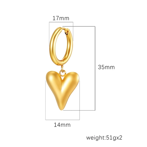 Herz Anhänger Hoop Ohrringe Vergoldet Edelstahl Für Frauen Minimalistisch Mode Europäischer Stil Elegante Schmuck