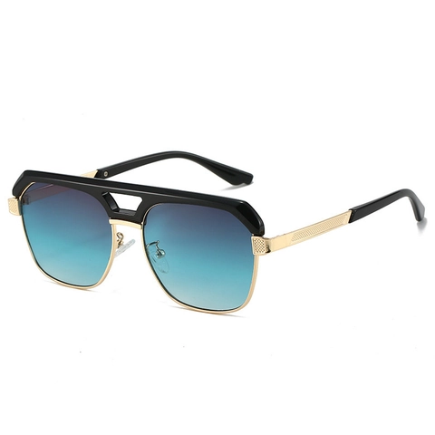 Lunettes De Soleil Aviateur Surdimensionnées Vintage Double Pont En Métal Protection UV400 Mode Pour Conduite Unisexe