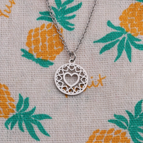 Collar Con Colgante De Acero Inoxidable Corazón Hueco Redondo Letras Mom Joyería De Moda Regalo Para Madre