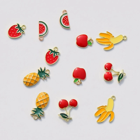 Fruit Bedels Legering Emaille Druppel Olie Hangers Voor DIY Oorbel Ketting Sieraden Maken Aardbei Watermeloen Banaan