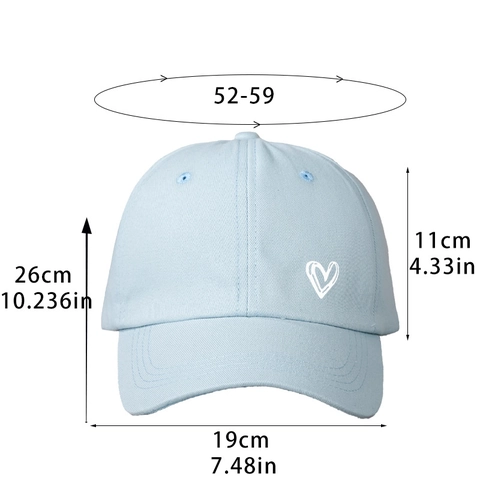 Cotton Baseball Cap Heart Pattern Adjustable Casual Outdoor Sun Protection Soft Top Duck Tongue Hat Women Men
