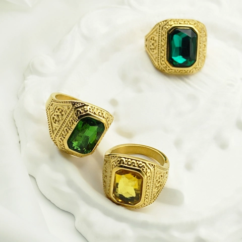 Anillo Sigillo Da Uomo In Acciaio Inossidabile Con Grande Pietra Preziosa Rettangolare E Incisione Di Rune Vichinghe Stile Retrò
