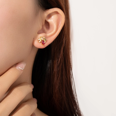 S925 Sterling Silver Waterdrop Stud Earrings For Women 18K Gold Plated Multi Color Rhinestone Teardrop Cluster Jewelry Gift