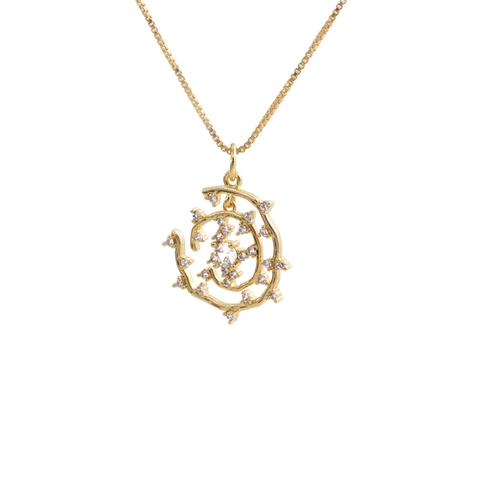 Gold Plated Copper Necklace With Zircon Pendant Trombone Arrow Geometric Star Letter Fashion Jewelry For Women