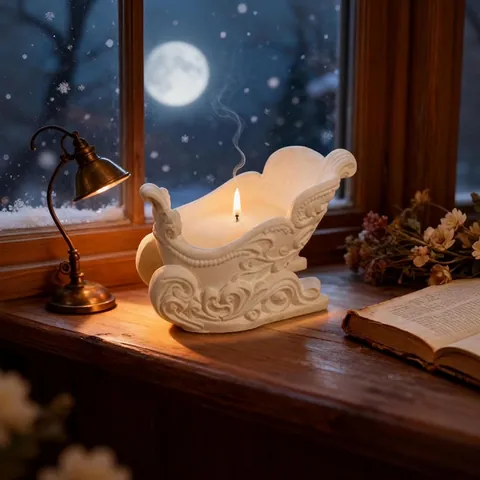 Vintage Schlitten Silikonform Für DIY Kerzenhalter Gips Ornament Weihnachtsdekoration Geprägtes Design Handgefertigt