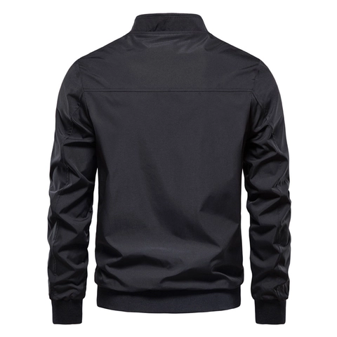 Chaqueta de Cuello Alzado para Hombre Forro de Contraste Cortavientos Abrigo Bomber Casual Cremallera Ropa de Exterior Dobladillo Acanalado