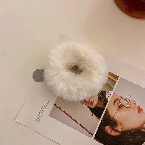 Faux Fur Scrunchies Fluffy Hair Ties Soft Plush Autumn Winter Sweet Candy Color Elastic Hair Bands Women Girls