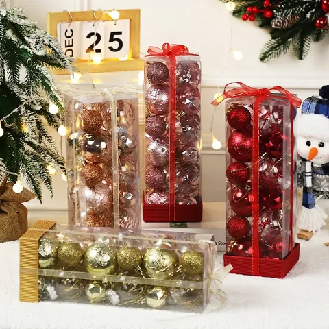 Palline Di Natale Infrangibili PVC Ornamenti Appesi Per Decorazioni Per Alberi Di Festa Varie Finiture Confezione Regalo