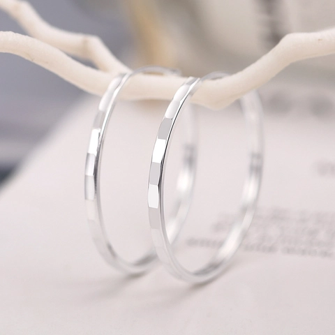 Faceted Diamond Cut Kupfer Hoop Ohrringe Für Frauen Y2K Übertriebener Minimalistischer Modeschmuck Accessoires