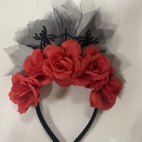 Diadema Halloween Murciélago Purpurina Cuernos Diablo Cuero Sintético Rosa Araña Velo Malla Cosplay Accesorios Para Cabello