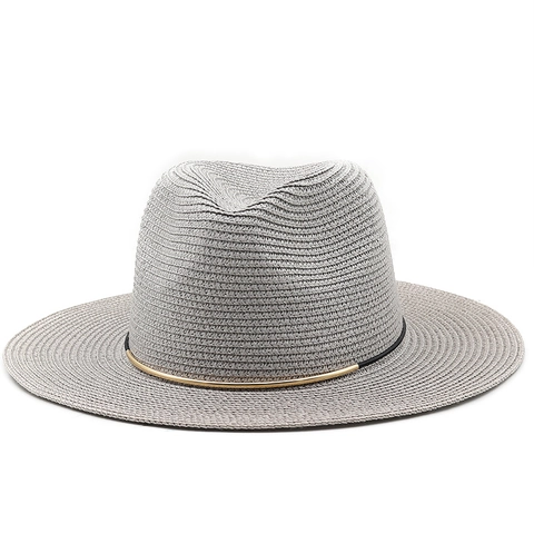 Cappello Fedora Vintage In Paglia Di Carta Intrecciata Protezione Solare Tesa Larga Stile Panama Decoro Anello In Metallo Estate