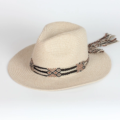 Cappello Di Paglia Fedora Da Donna Estate Spiaggia Protezione Solare Fascia Bohemienne Nappa Vacanza Traspirante Accessorio