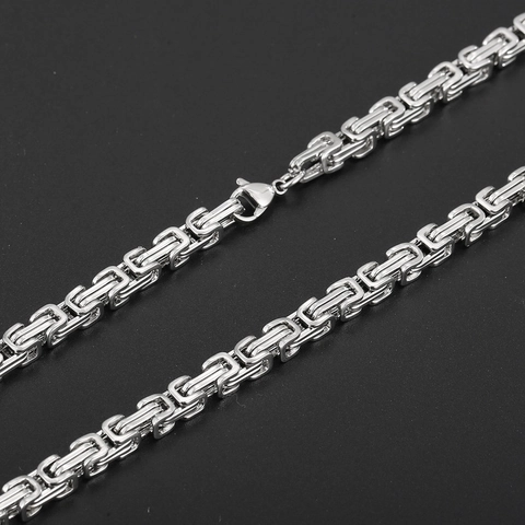 Collar De Cadena Bizantina Acero Inoxidable Hip Hop Eslabones Cuadrados Joyería De Moda Para Hombres Y Mujeres