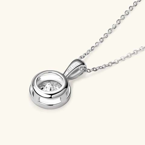 Collana in Argento Sterling 925 Moissanite per Donna Pendente Tondo Minimalista 2 Carati Gioielli in Moissanite Regalo