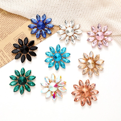 Sunflower Flower Tray Charms Zinc Alloy Marquise Crystal Rhinestones For DIY Jewelry Making Phone Case Decoration Fashion Sparkling