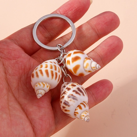 Llavero Creativo con Forma de Caracola Natural Resina Colgante para Mochila de Caracol Marino Estilo Oceano Decoración