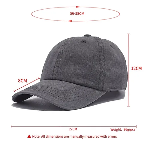 Washed Cotton Baseball Cap Vintage Distressed Dad Hat Adjustable Plain Solid Color Sun Hat For Men And Women