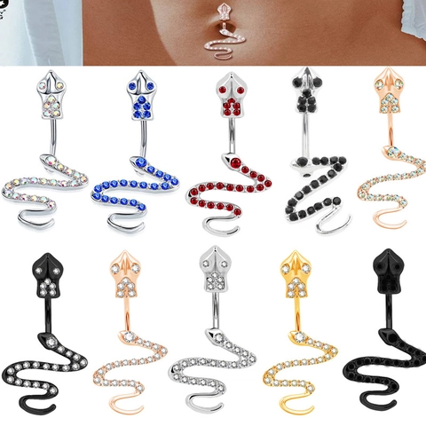 Piercing all'Ombelico a Forma di Serpente in Acciaio Inossidabile per Donna Gioielli per Piercing Navale in Strass a Forma di Serpente