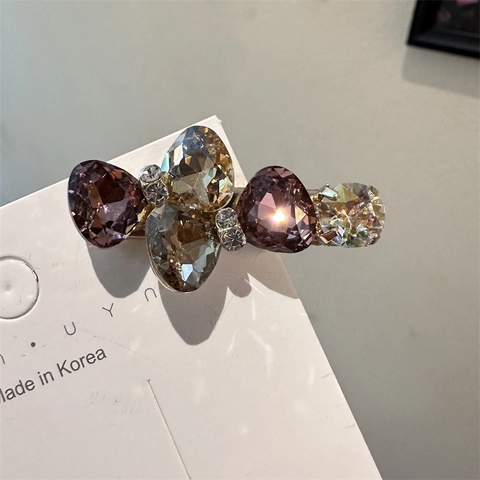 Eleganter Haarclip Im Koreanischen Stil Für Damen Pony Seitenhaarnadel Legierung Strass Künstlicher Kristall Zubehör