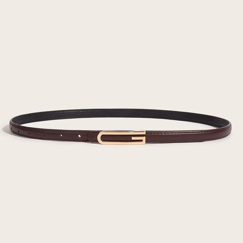 Women Slim PU Leather Belt Retro Versatile Waist Belt For Jeans Dresses Thin Fashion Waistband With Alloy Buckle
