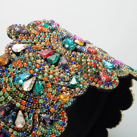 Cerchietto Barocco Di Lusso Imbottito Con Strass E Fiori Di Cristallo Su Velluto Accessorio Per Capelli Brillante Vintage Per Donne