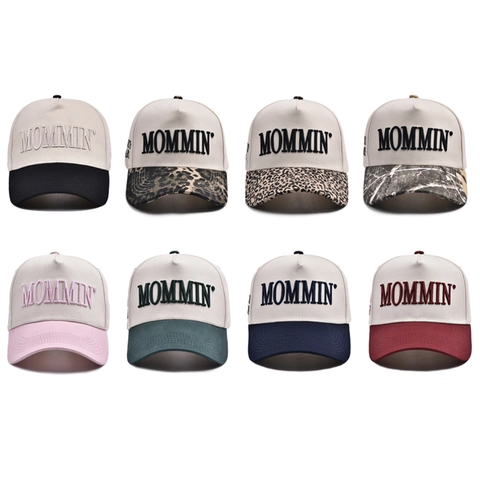 Mommin Embroidery Cotton Baseball Cap Adjustable Contrast Color Curved Brim Outdoor Casual Sun Protection Hat
