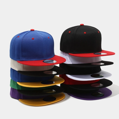 Unisex Snapback Baseball Cap Two Tone Color Block Flat Brim Polyester Hip Hop Street Dance Sun Hat Adjustable