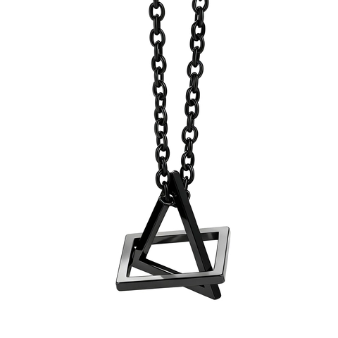 Ciondolo Geometrico Triangolo Quadrato Incastonato Acciaio Inossidabile 316 Gioielli Da Collo Minimalisti Cavi Stile Hip Hop Unisex