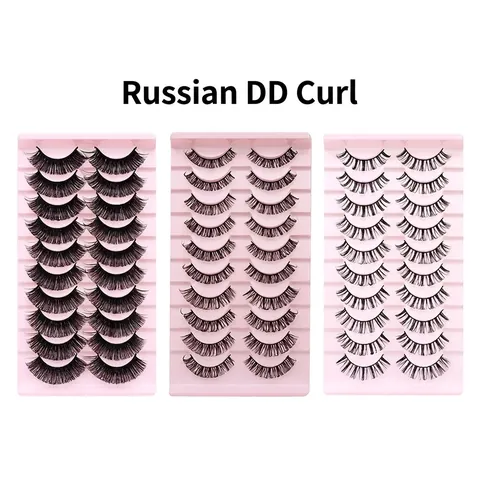 False Eyelashes DD Curl Russian Synthetic Fiber Natural Thick Long Extension Lash For Women Makeup