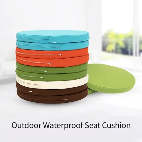 Round Seat Cushion Waterproof Polyester Washable Cover Hidden Zipper Outdoor Patio Garden Dining Chair Pads