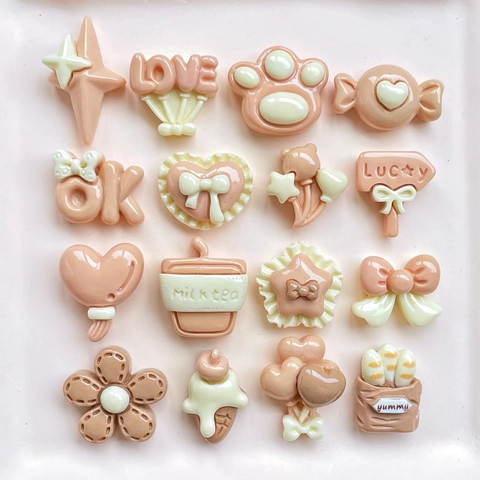 Mini Resin Charms DIY Accessories Flatback Cabochons For Hairclips Earrings Phone Case Decor Cartoon Food Balloon Shapes