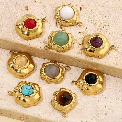 Ciondolo DIY In Acciaio Inossidabile E Pietra Naturale Geometrica Stile Francese Retro Per Donne Artigianato Elegante