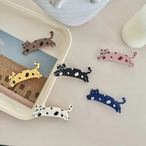 Pinzas Para El Cabello De Gato Lindo Acrílico Con Lunares Horquillas Kawaii Dibujos Animados Animales Para Mujeres Niñas