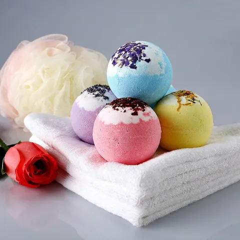 Boules De Bain Fait Main Sel De Mer Naturel Avec Pétales De Fleurs Séchées Hydratantes Huiles Essentielles Spa