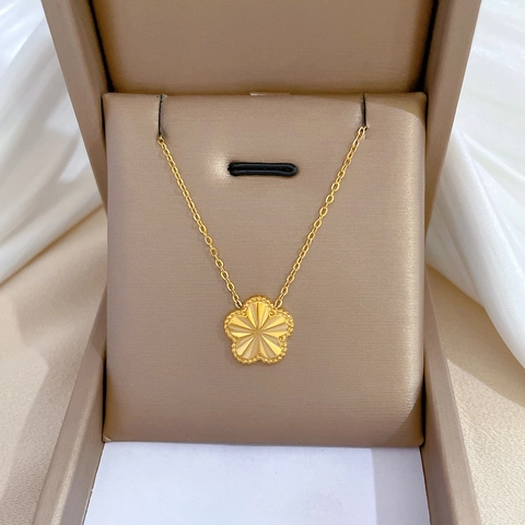 3D Bloem Hanger Ketting Titanium Staal Echt Verguld Minimalistische Florale Sleutelbeen Ketting Sieraden Voor Dames