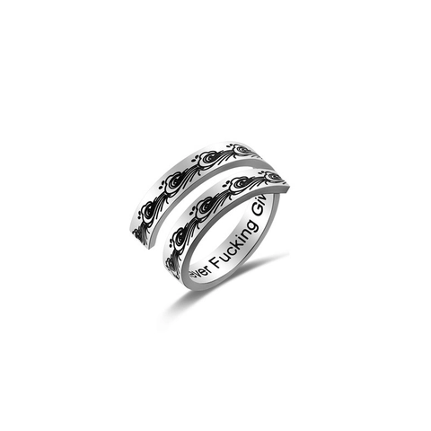 Stainless Steel Inspirational Engraved Wrap Ring For Women Men Adjustable Spiral Band Ring Motivational Jewelry Finger Ring