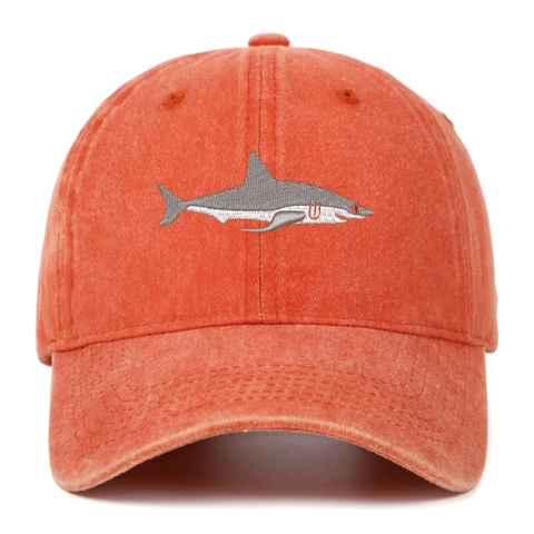 Shark Stickerei Baseballkappe Gewaschene Baumwolle Verstellbar Outdoor Sonnenschutz Vintage Hut Für Herren Damen
