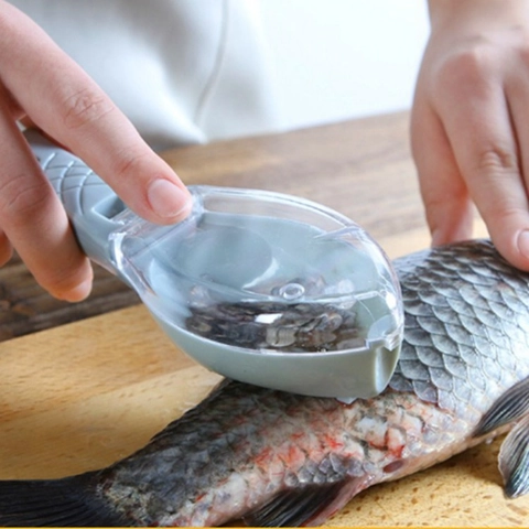 Manuelle Fischschupper Mit Abdeckung Kunststoff Fischhautschaber Entferner Werkzeug Für Die Küche Anti-Spritz Fischform
