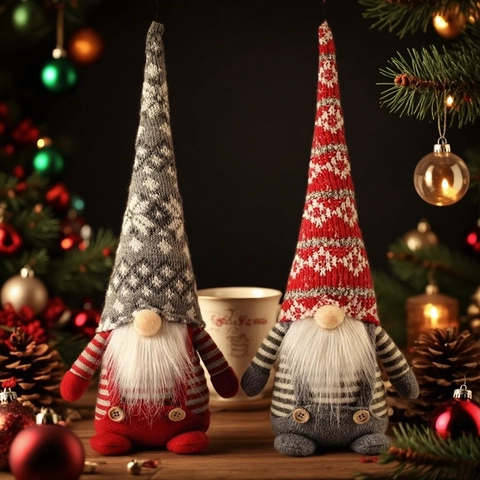 Ornements De Gnome De Noël Poupées Sans Visage En Tricot Peluche Tomte Scandinave Décorations De Table Pour Maison Fête