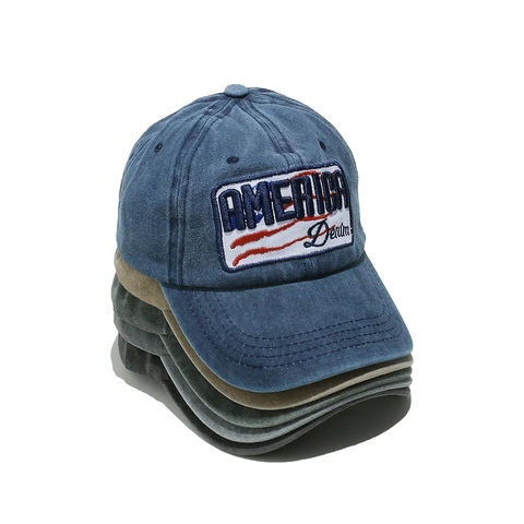 Cappello Da Baseball In Cotone Lavato Ricamato America Cappello Denim Vintage Distressed Protezione Solare Esterno Unisex